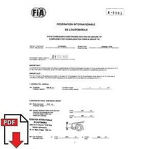 1998 Citroen Xsara VTS FIA homologation form PDF download